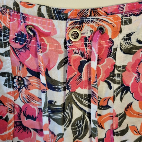 NWT Gap Factory: Cotton Linen Blend Hawaiian Print Shorts Drawstring Button-Up - Picture 2 of 8